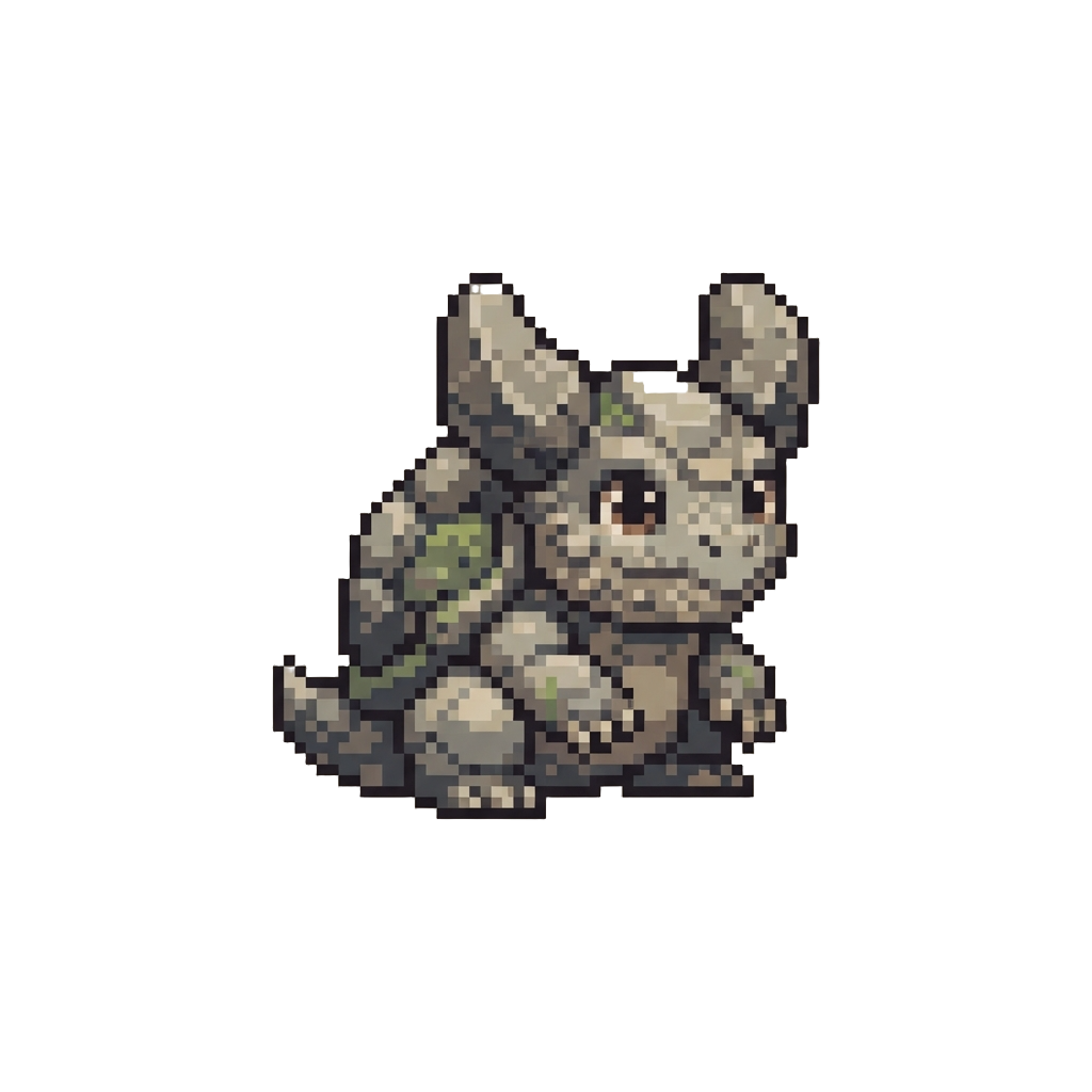 A Clumsy Stone Hatchling with Heavy Cute Rock Horns