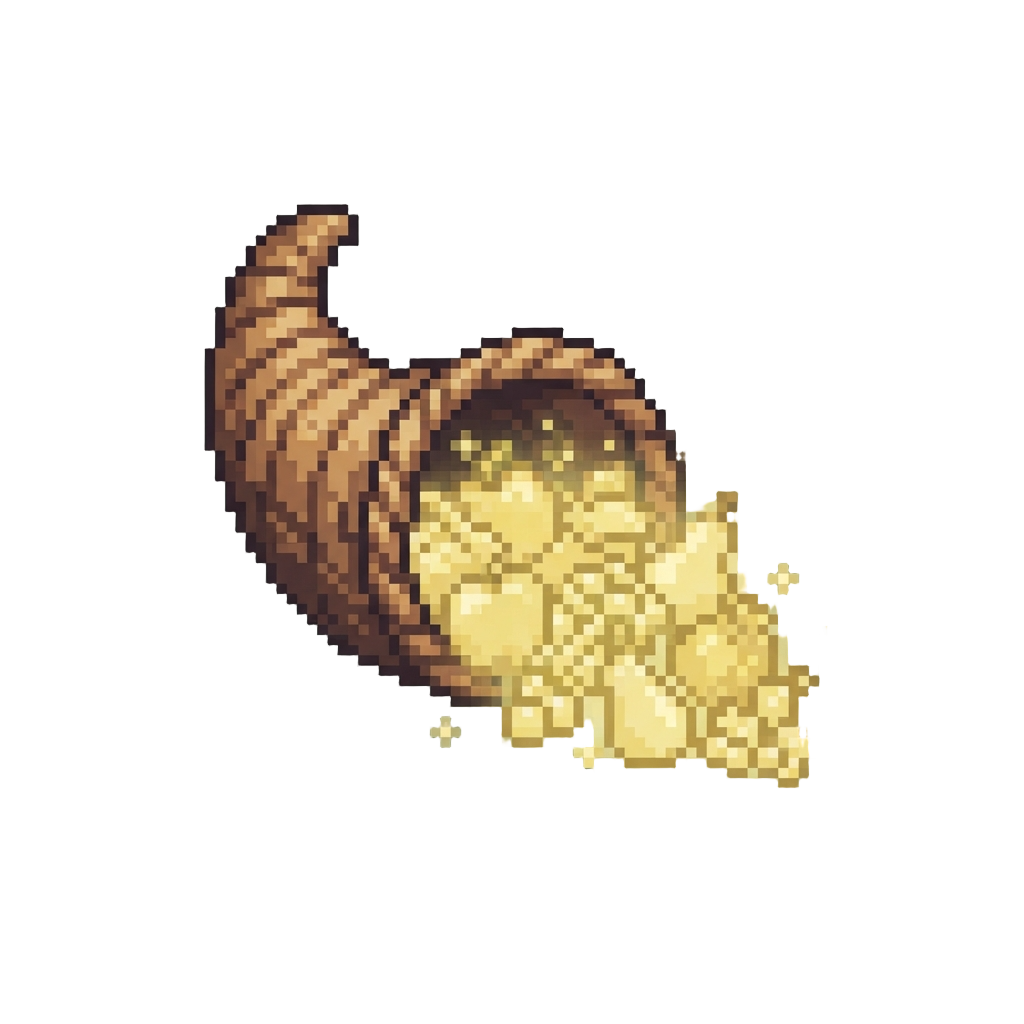 A Radiant Cornucopia Spilling Ghostly Golden Fruit
