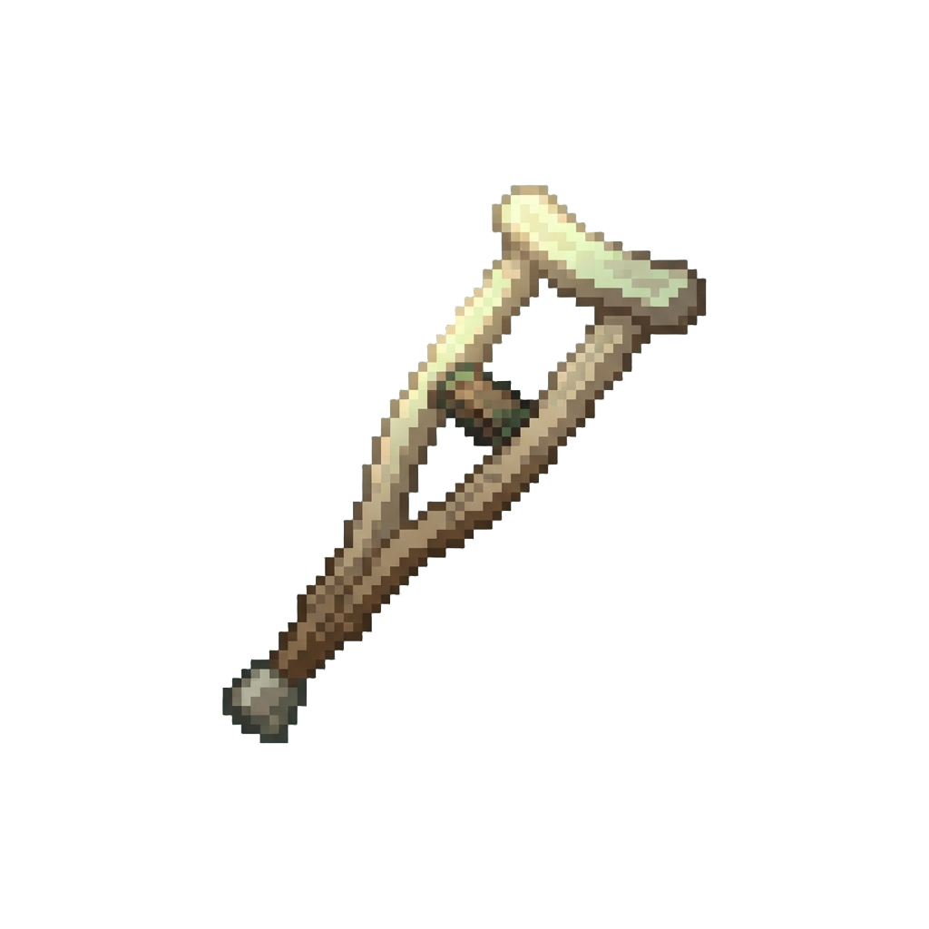 A Ghostly Wooden Crutch Floating Gently