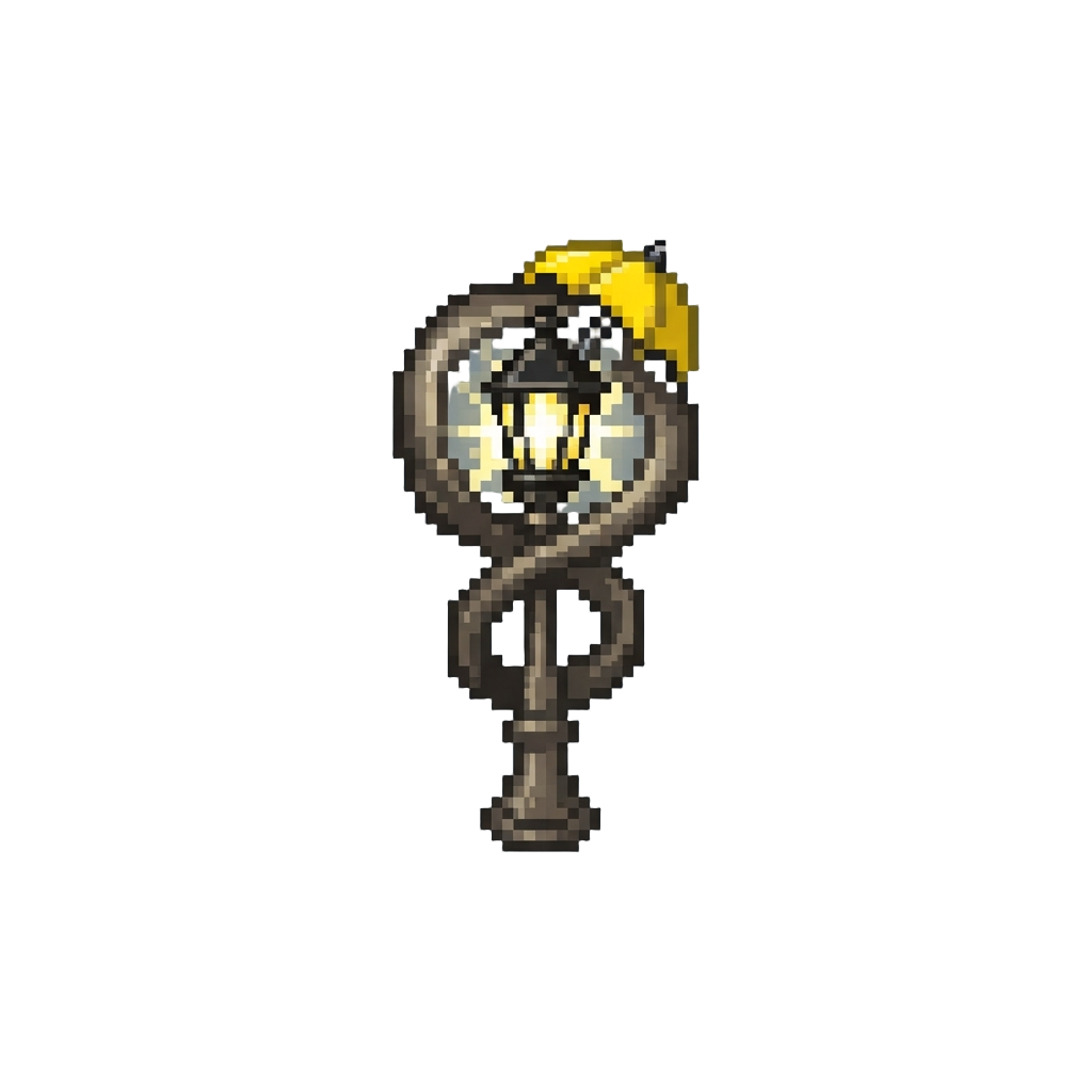 A High-energy Lamppost Twirl with a Yellow Umbrella