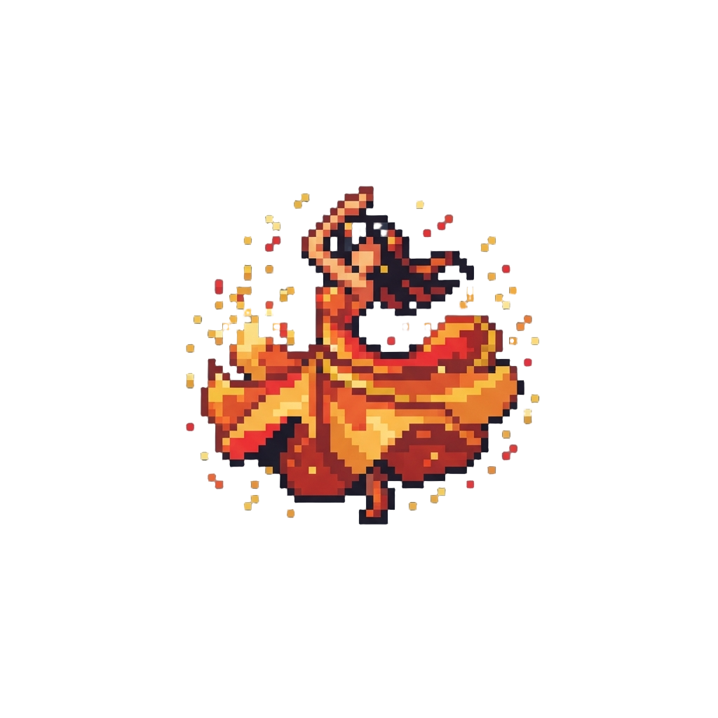 A Fiery Tango Spin with Sparkling Confetti