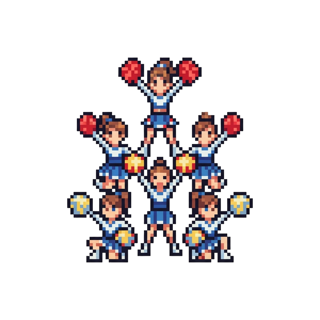 A Cheering Cheerleader Pyramid Dance Finale