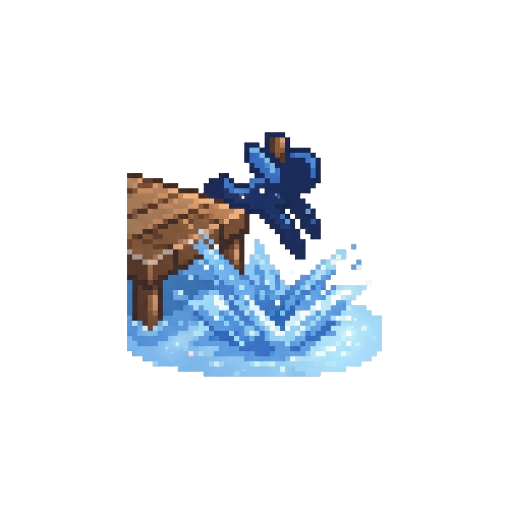 A Leap Off the Wooden Pier Into Shimmering Blue Water Spray