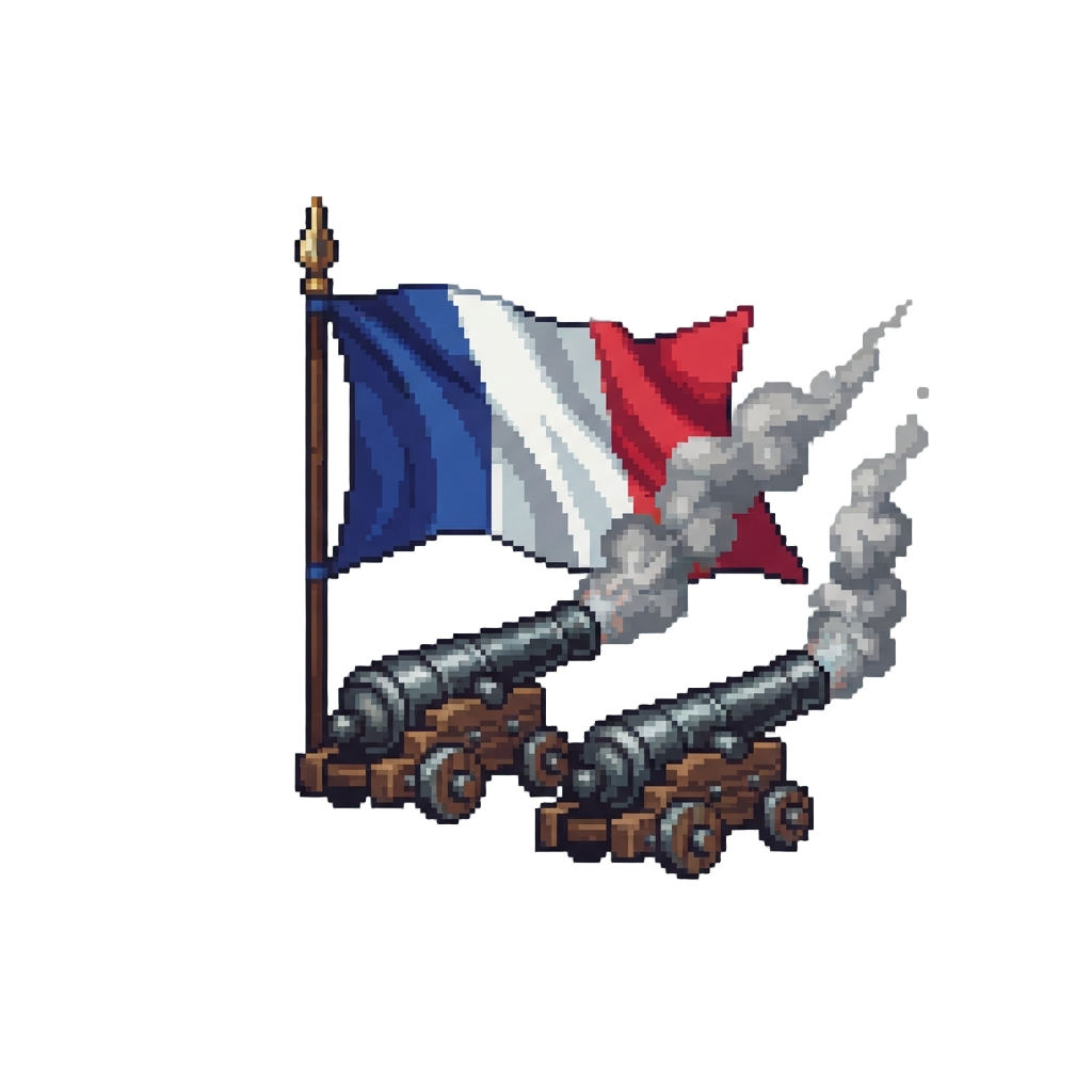 A Heroic Tricolor Flag Wave Over Smoking Cannons