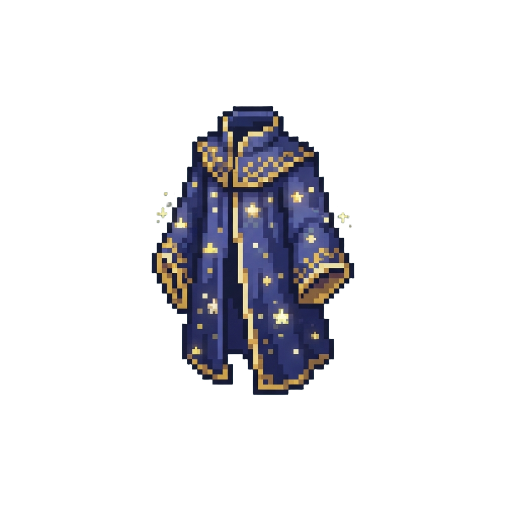 A Magical Starry Wizard Robe with Glowing Stars