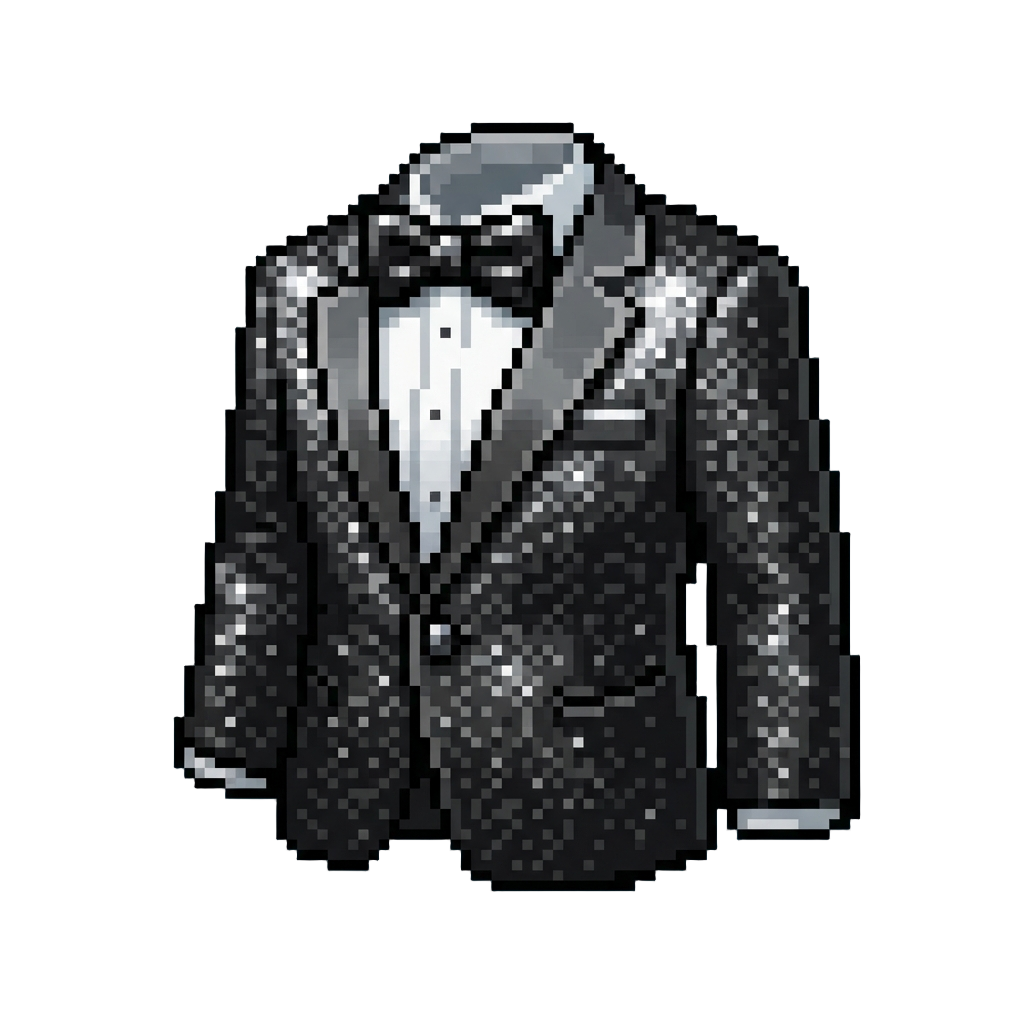 A Dazzling Sequined Tuxedo with a Shiny Bow Tie