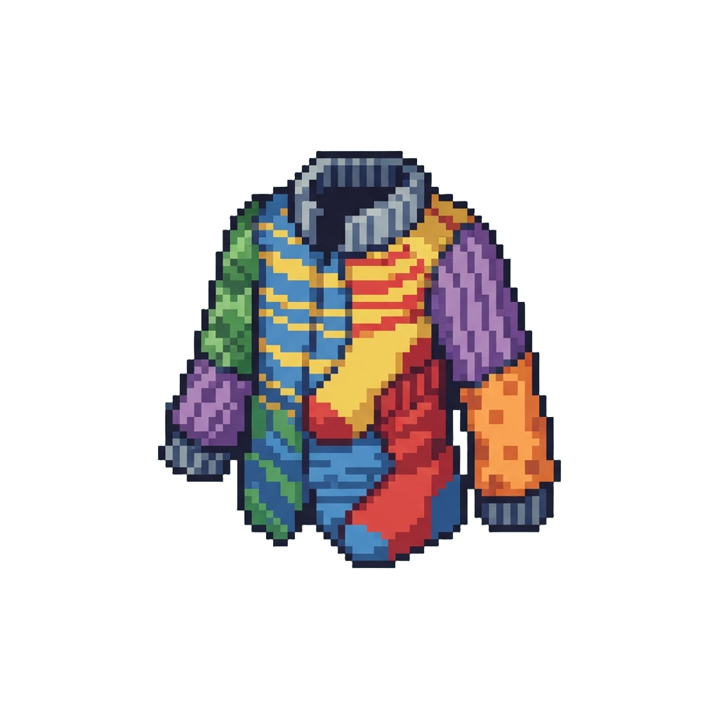 A Suit Made Entirely of Mismatched Colorful Sock Fabric