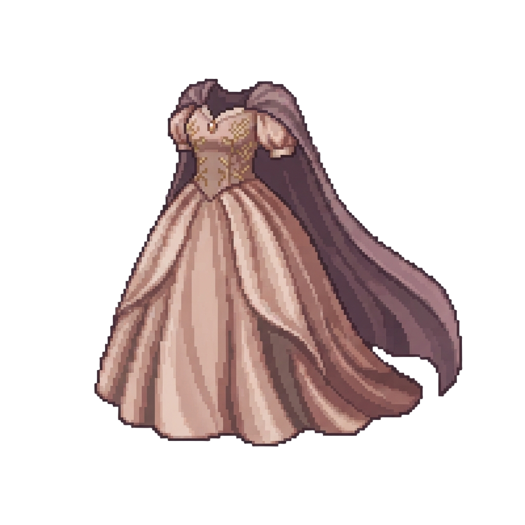 A Regal Satin Rose-gold Gown with a Sweeping Cape Overlay