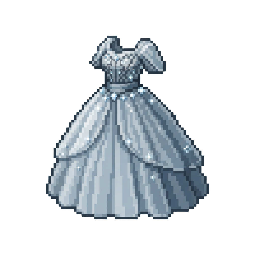 A Diamond-encrusted Silver Tulle Gown with Delicate Embroidery