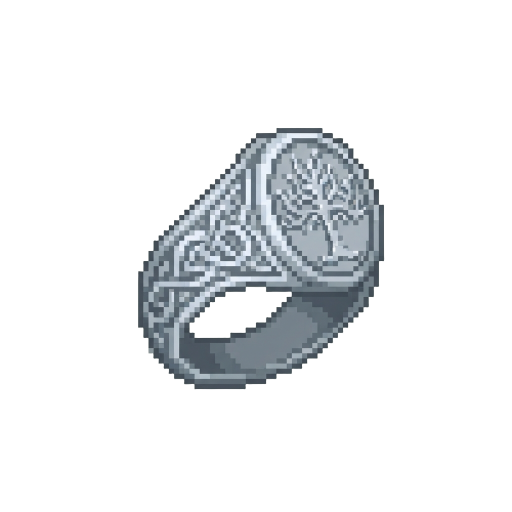 A Shimmering Elven Silver Signet Ring