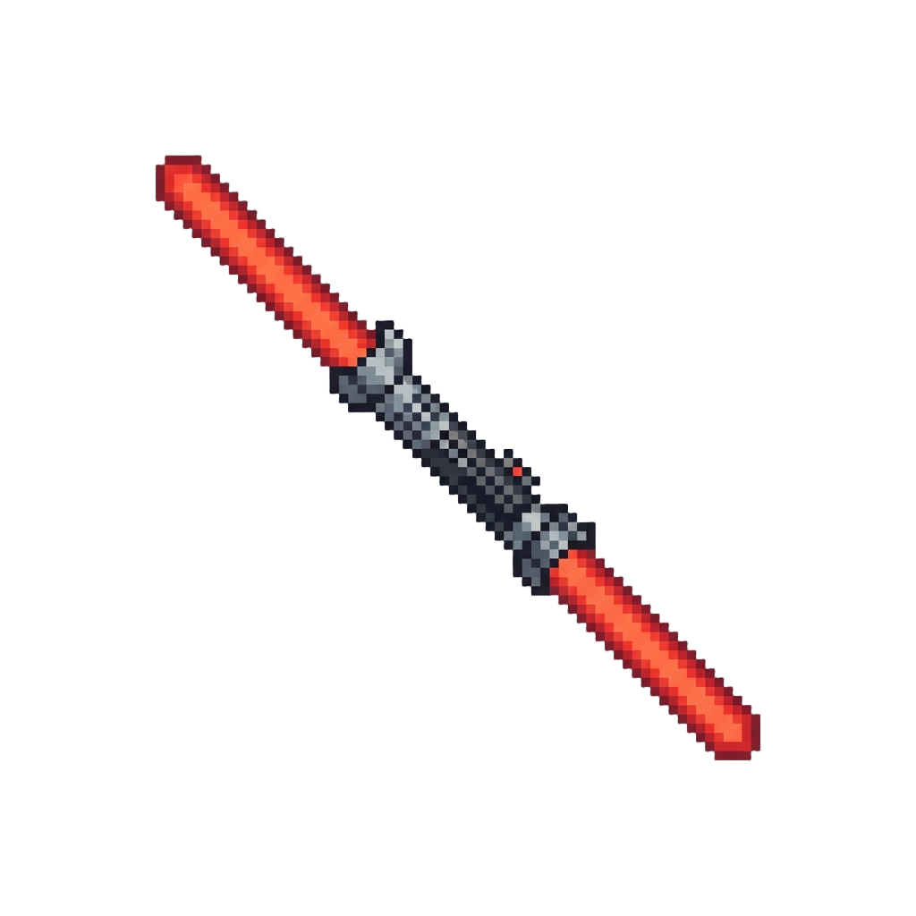A Fiery Red Double-bladed Lightsaber