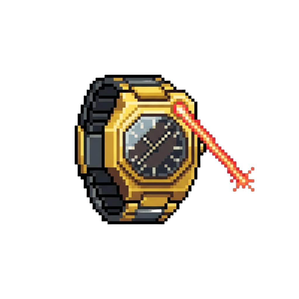A Laser-firing Golden Wristwatch