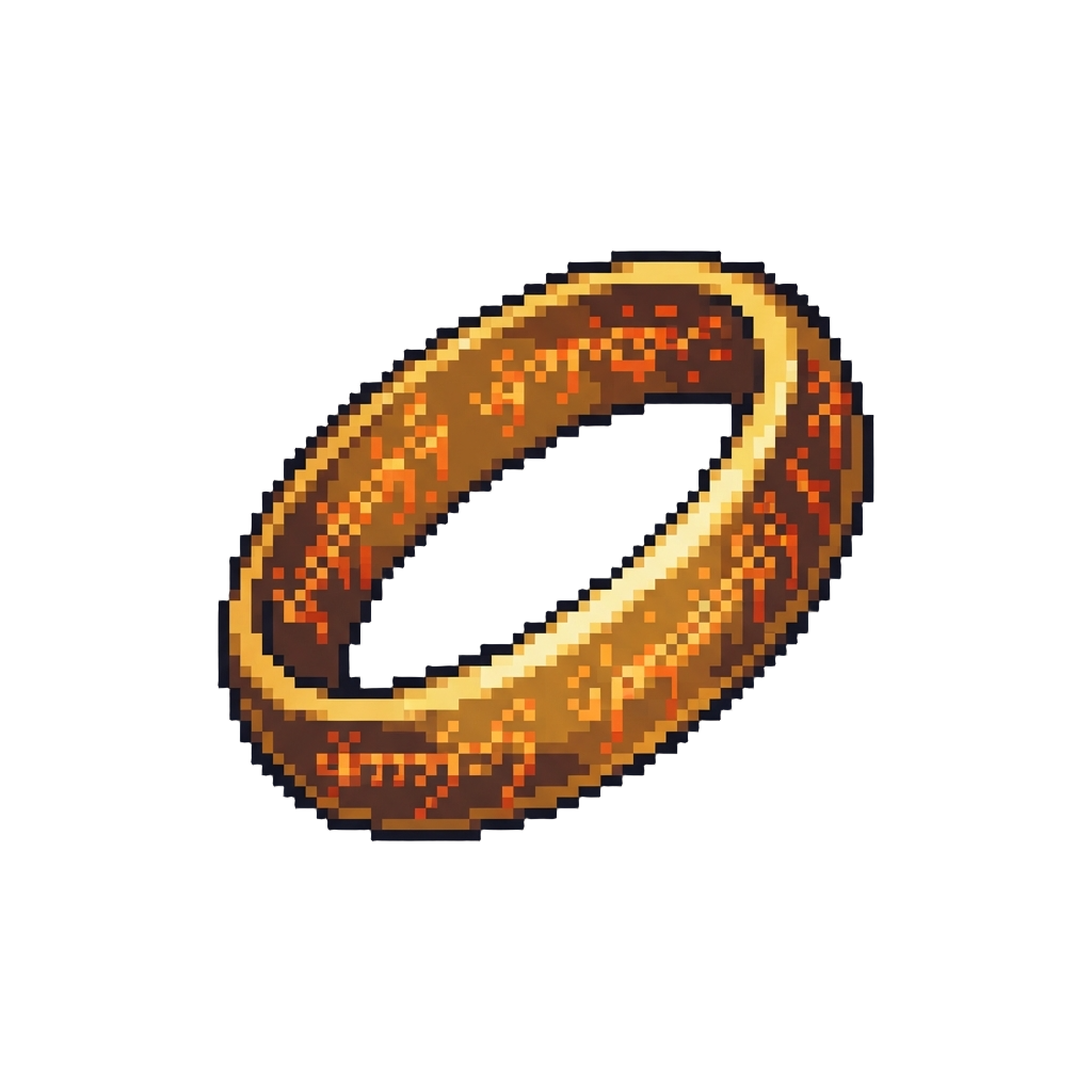 The Glowing Golden One Ring with Fiery Runes