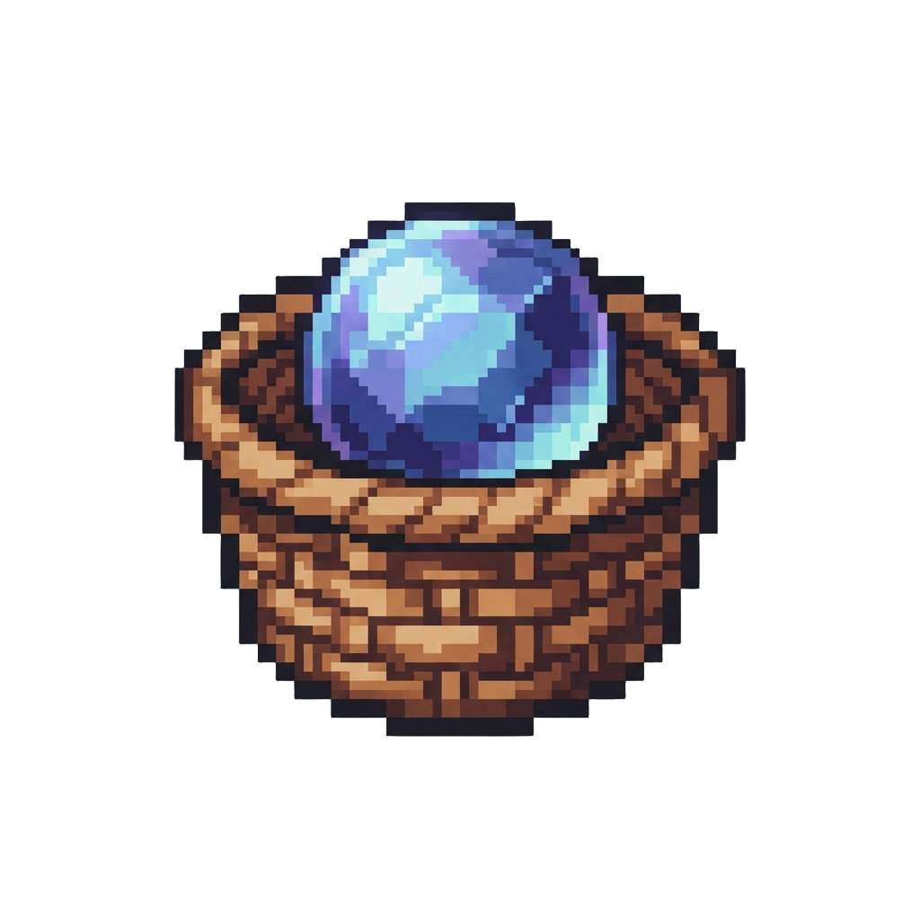 A Glowing Magic Crystal Sphere in a Basket