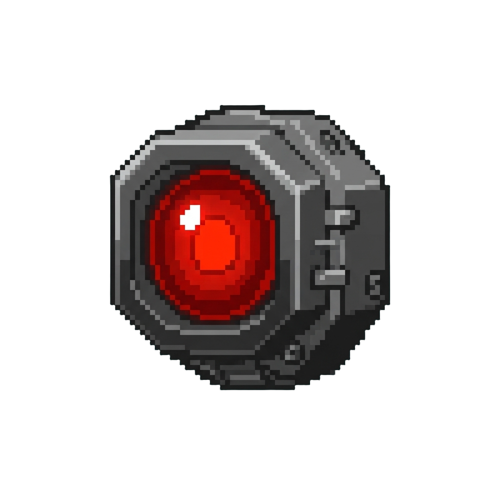 A Glowing Red Eye Computer Lens