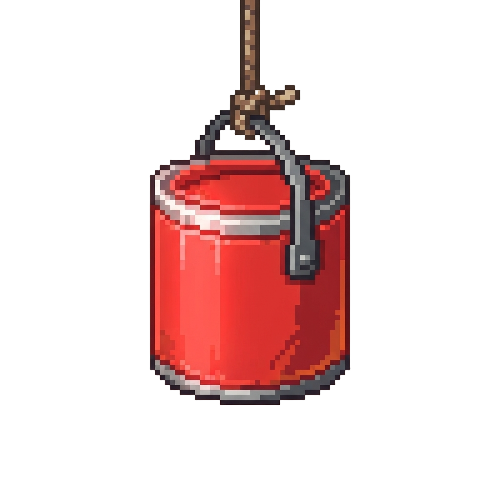 A Glowing Red Paint Can on a String
