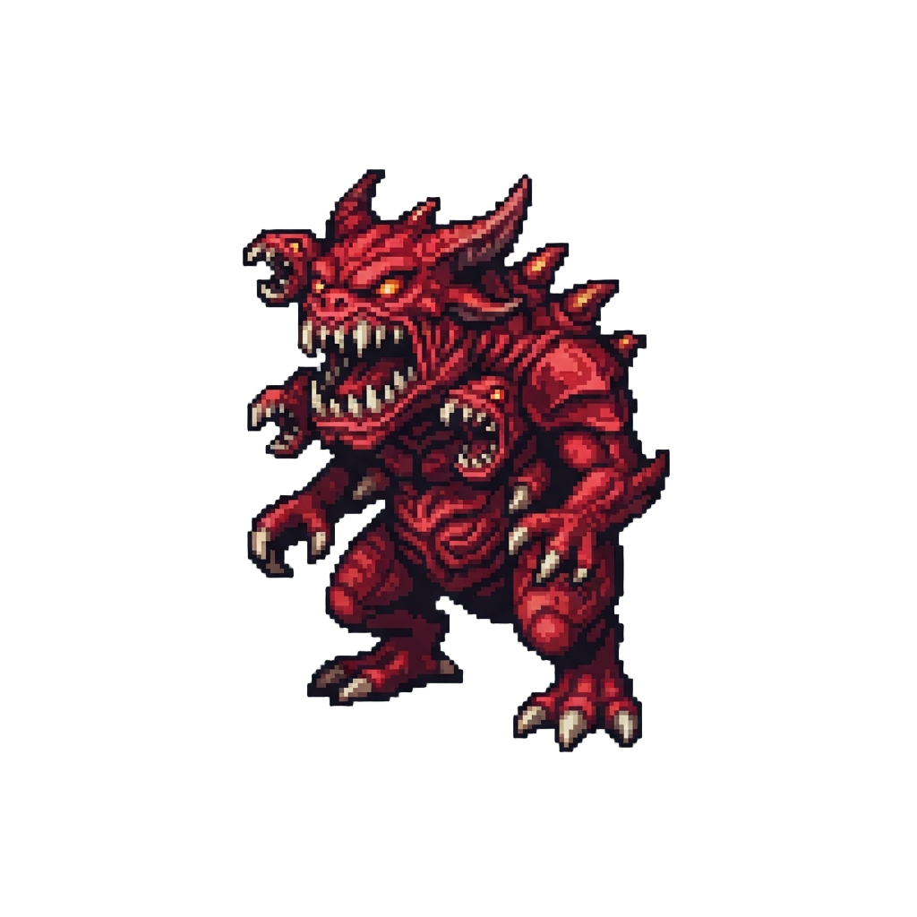 A Towering Multi-jawed Crimson Nightmare Monster