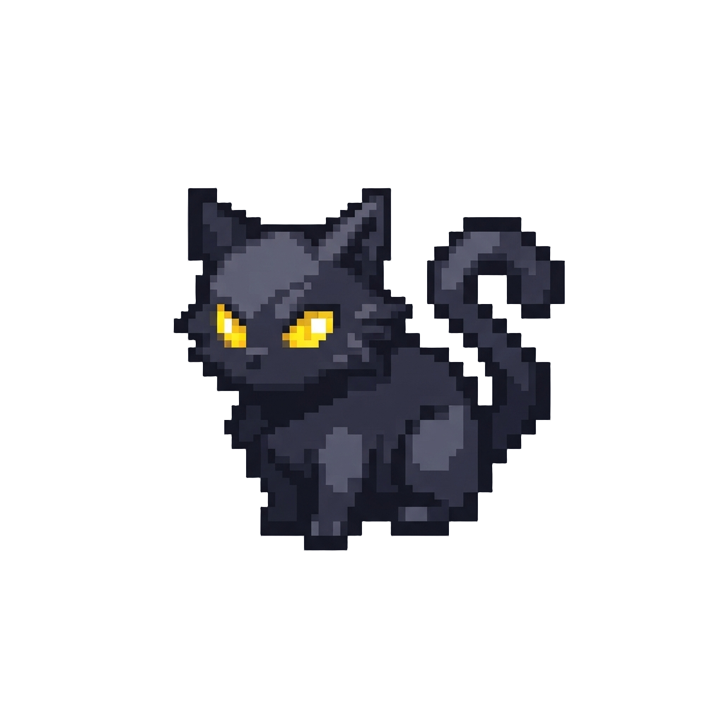 A Feline Shadow Demon with Burning Yellow Eyes