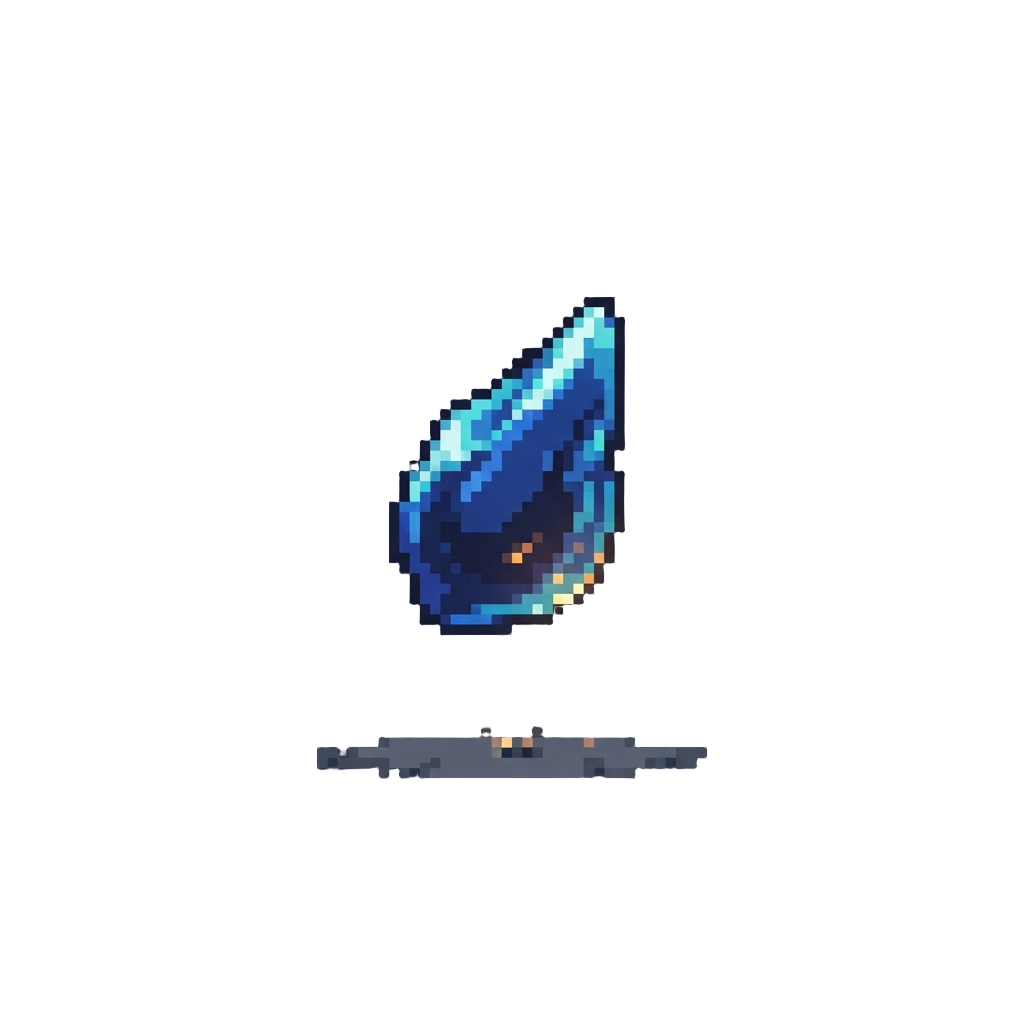 A Single Tiny Blue Ember That Drops to the Ground