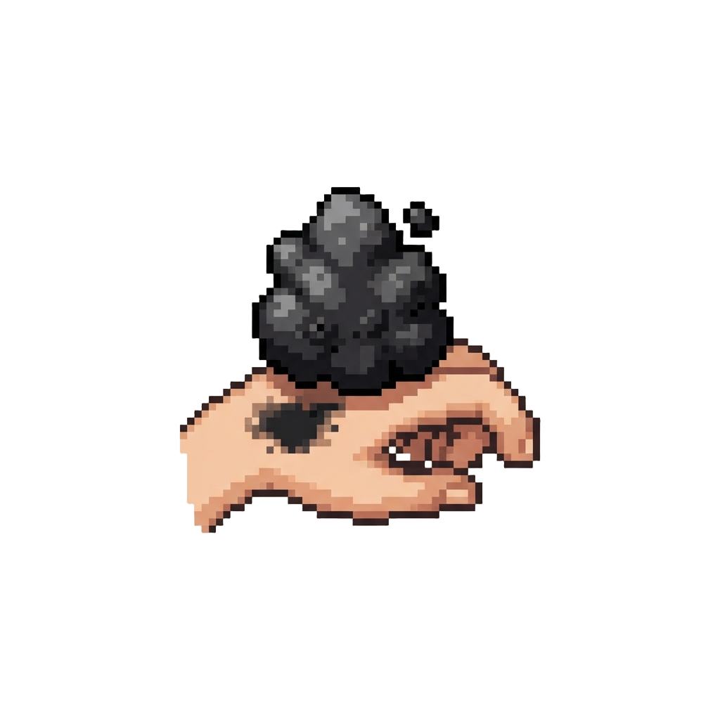 A Mini Puff of Black Soot That Leaves a Smudge on His Hand