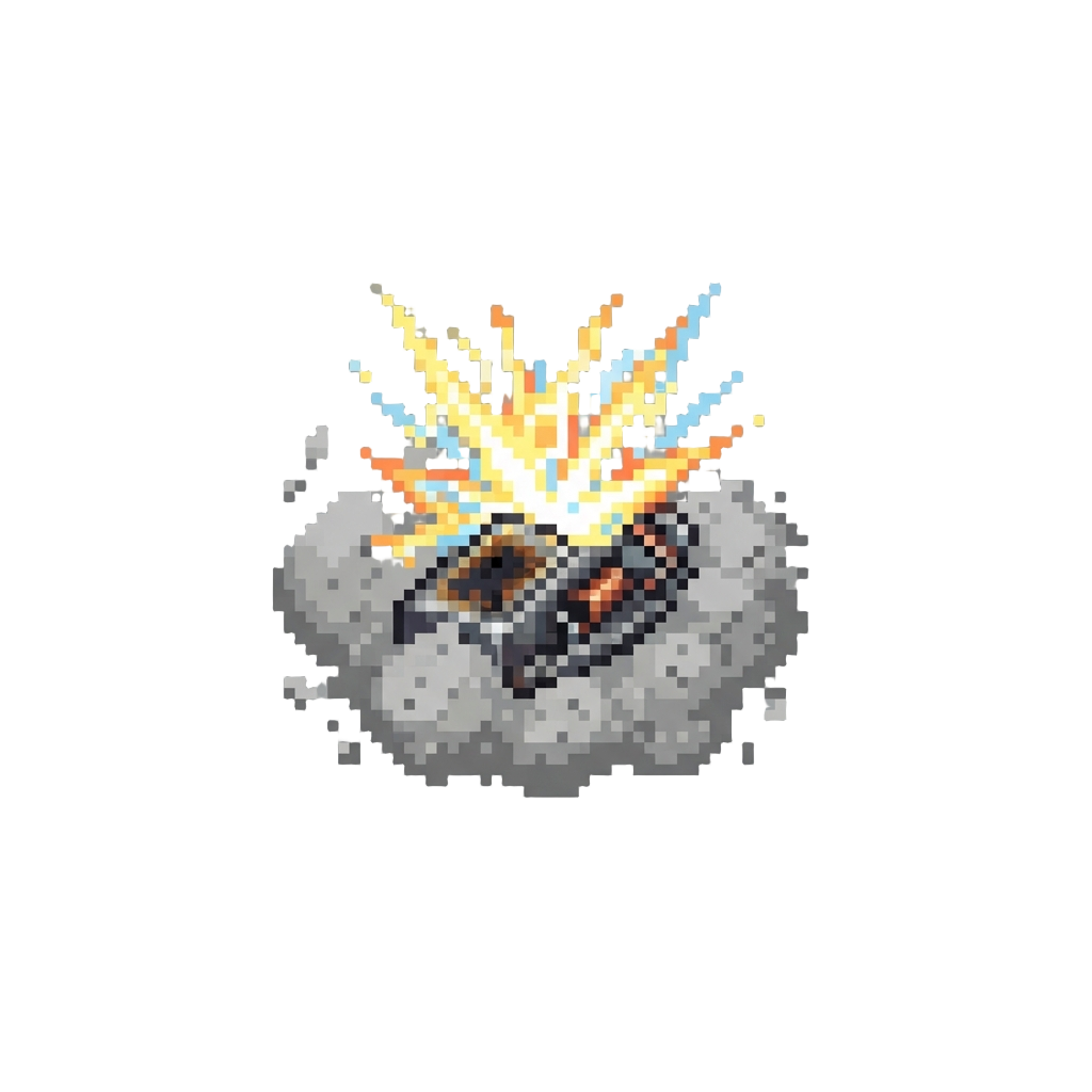 A Crackling Short-circuit Flash That Leaves a Cloud of Gray Dust