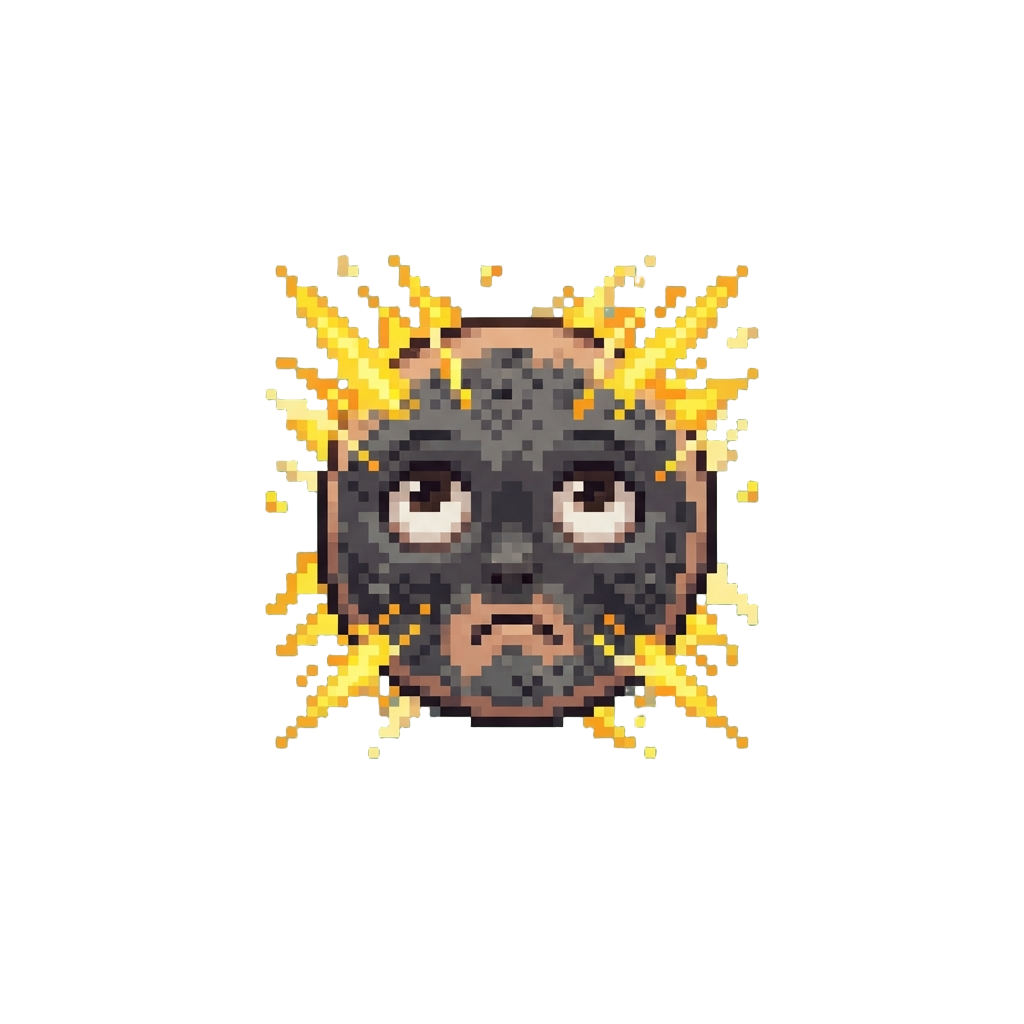 A Sudden Pop of Yellow Sparks That Covers His Face in Comical Ash