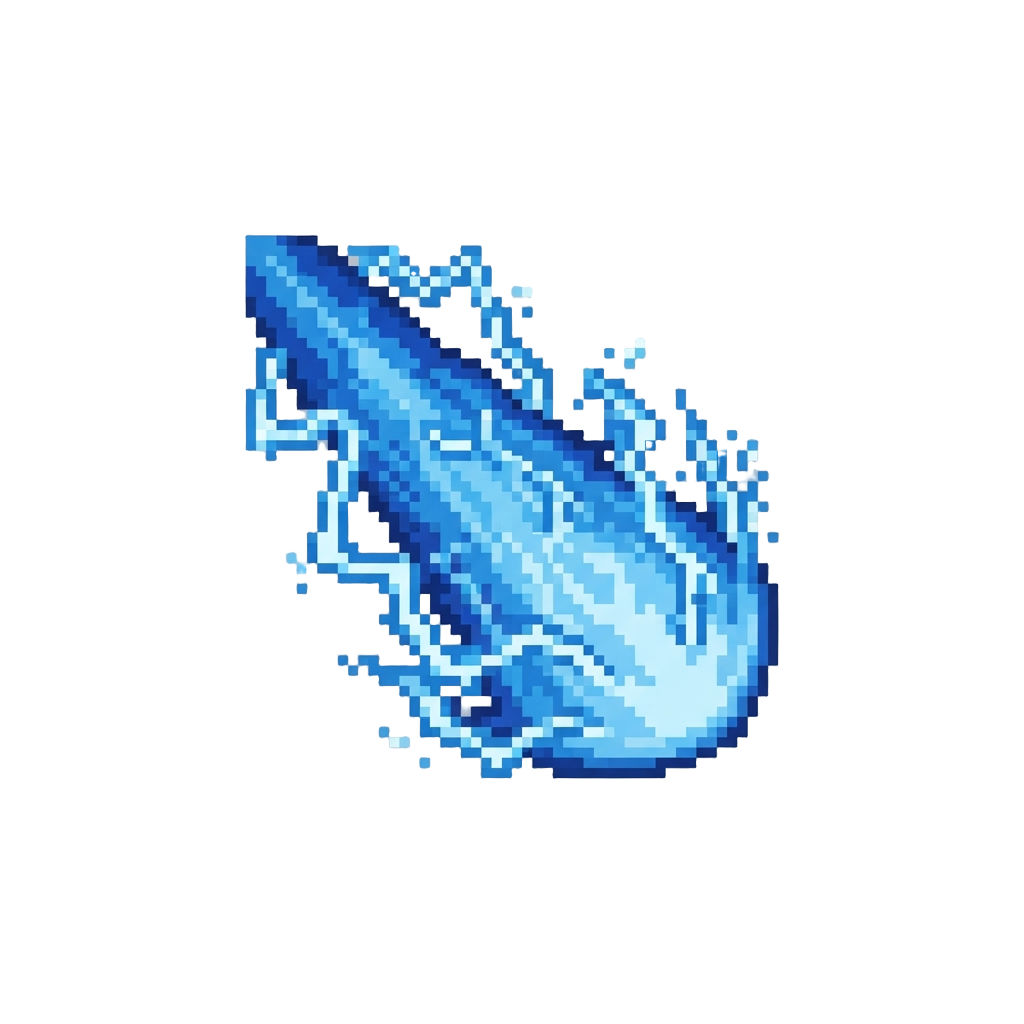 A Surging Cerulean Beam Laced with Violent Lightning Crackles