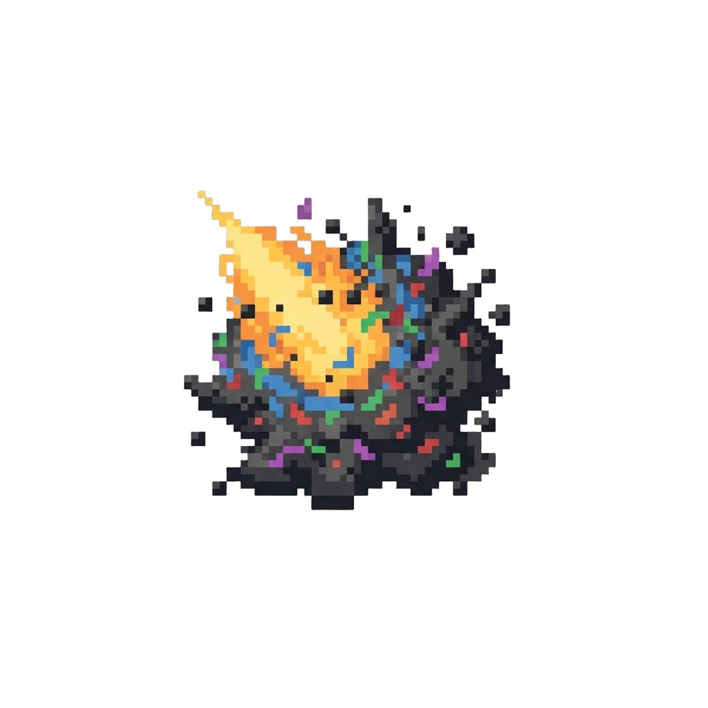 A Colorful Confetti-style Ki Explosion That Covers Him in Bright Soot