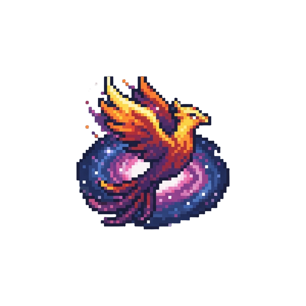 Deep Space Nebula Power with a Celestial Galaxy Phoenix