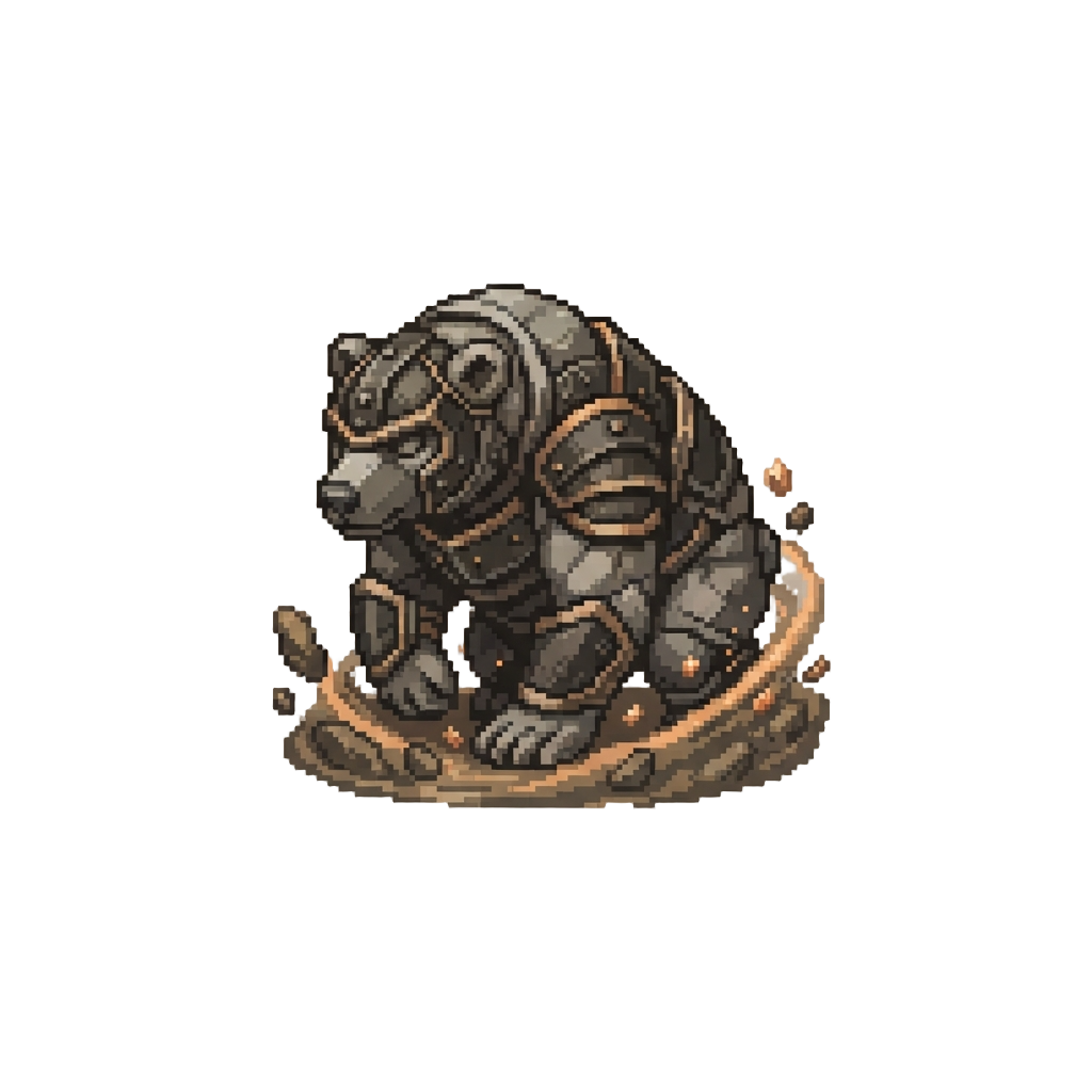 Mud Earth Magic with an Armored Stone Bear