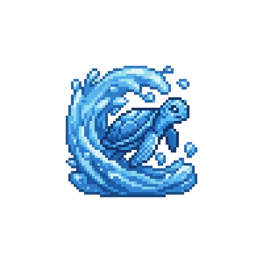 Ocean Spray Water Power with a Blue Sea Turtle