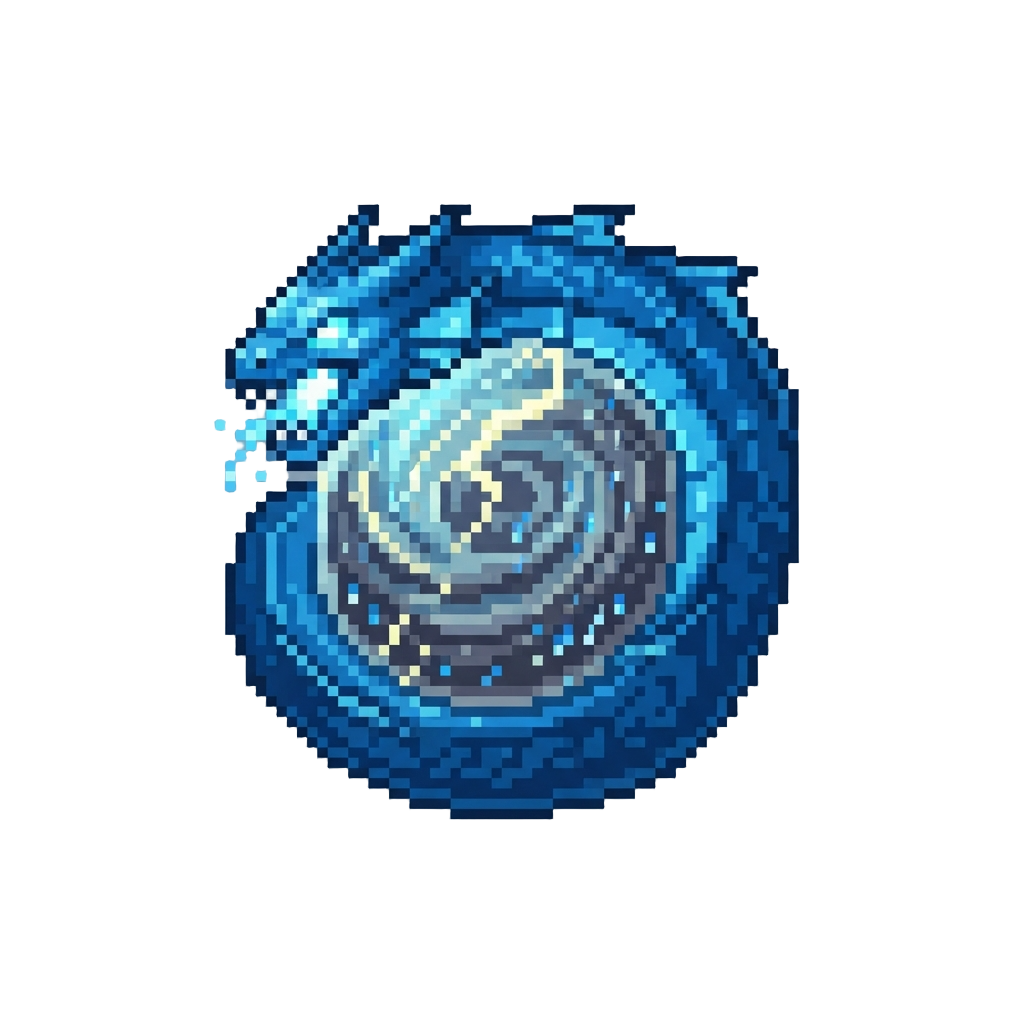 Storm Rain Power with a Glowing Water Serpent