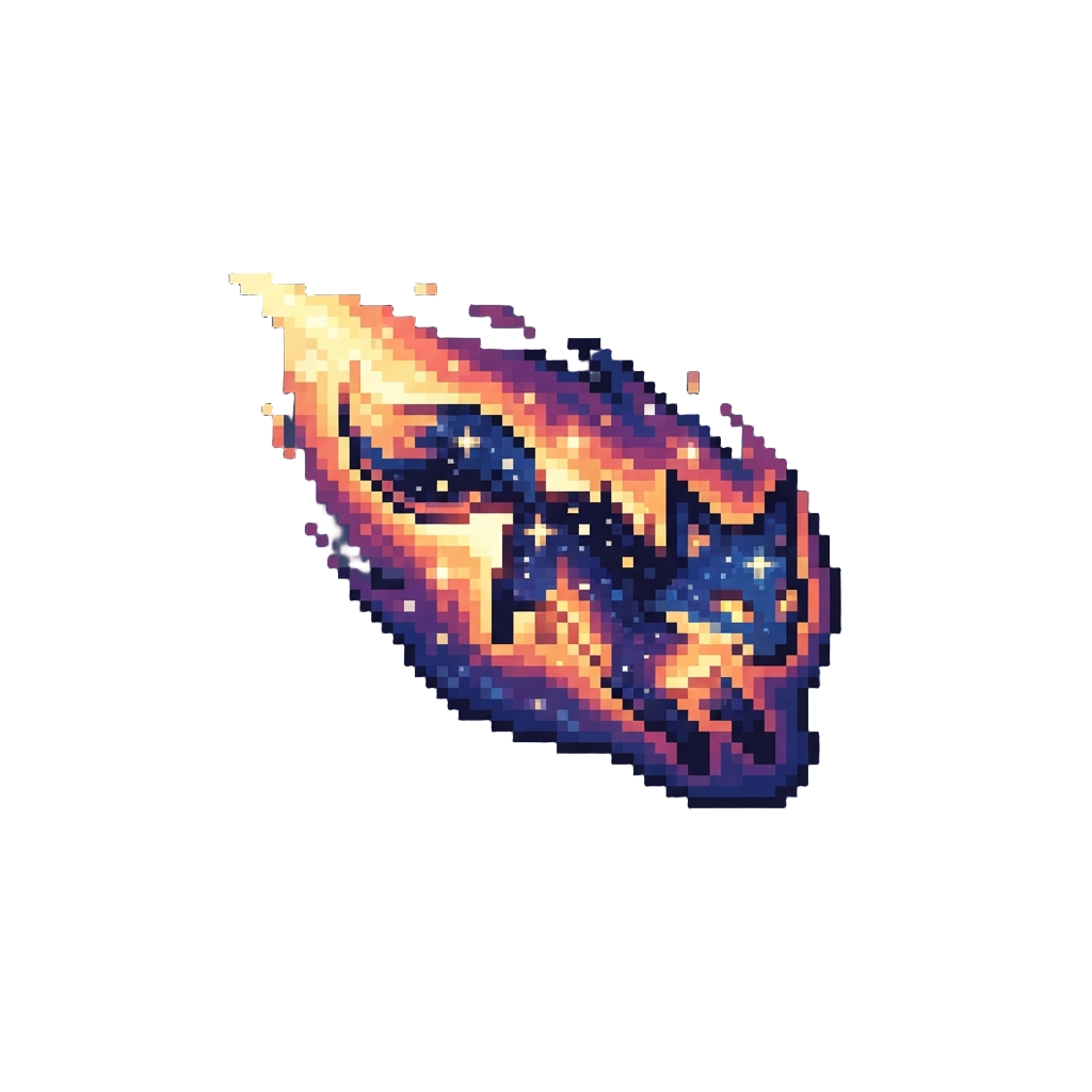 Comet Tail Cosmic Fire with a Starry Comet Fox