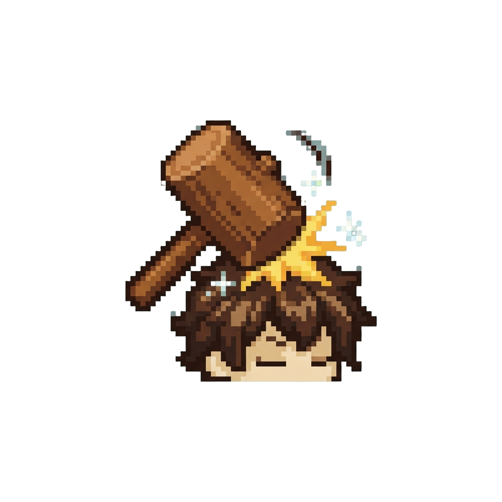 A Surprise Wooden Mallet Bonk Right on Top of @image1's Head