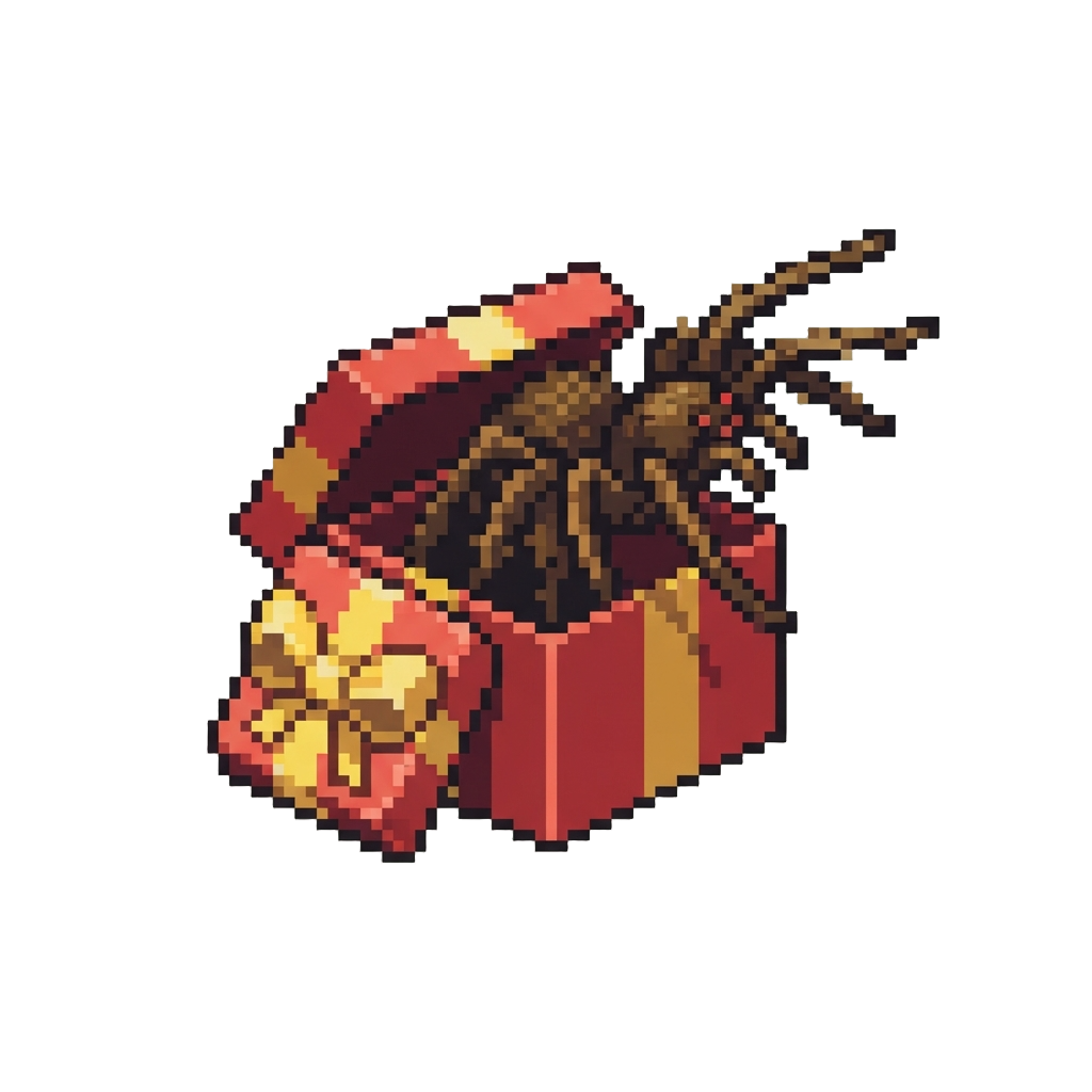 A Gift Box That Opens to Reveal a Gigantic Hairy Spider Leaping Out