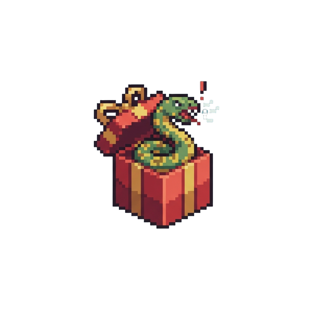A Gift Box That Pops Open with an Angry Hiss, Revealing a Wriggling Snake