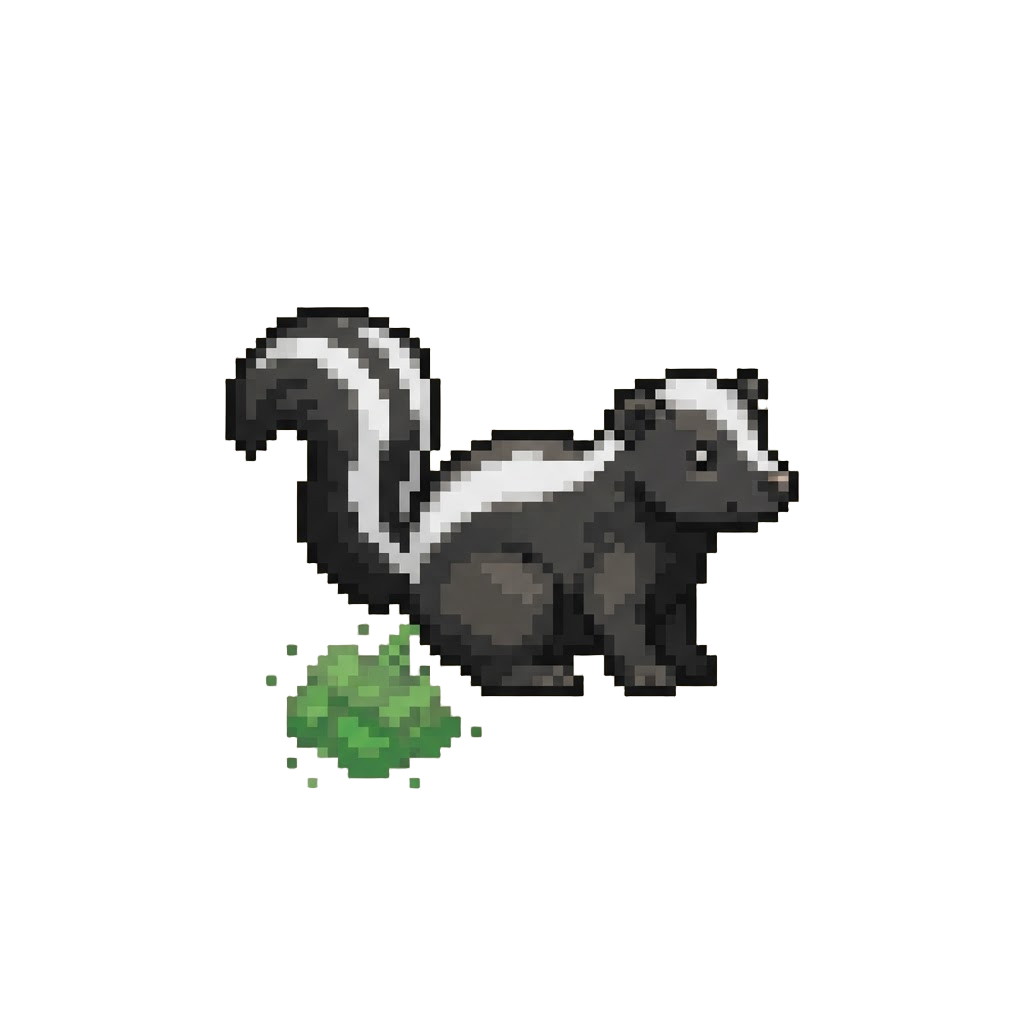 A Smelly Little Skunk That Drops a Tiny Cloud of Green Mist
