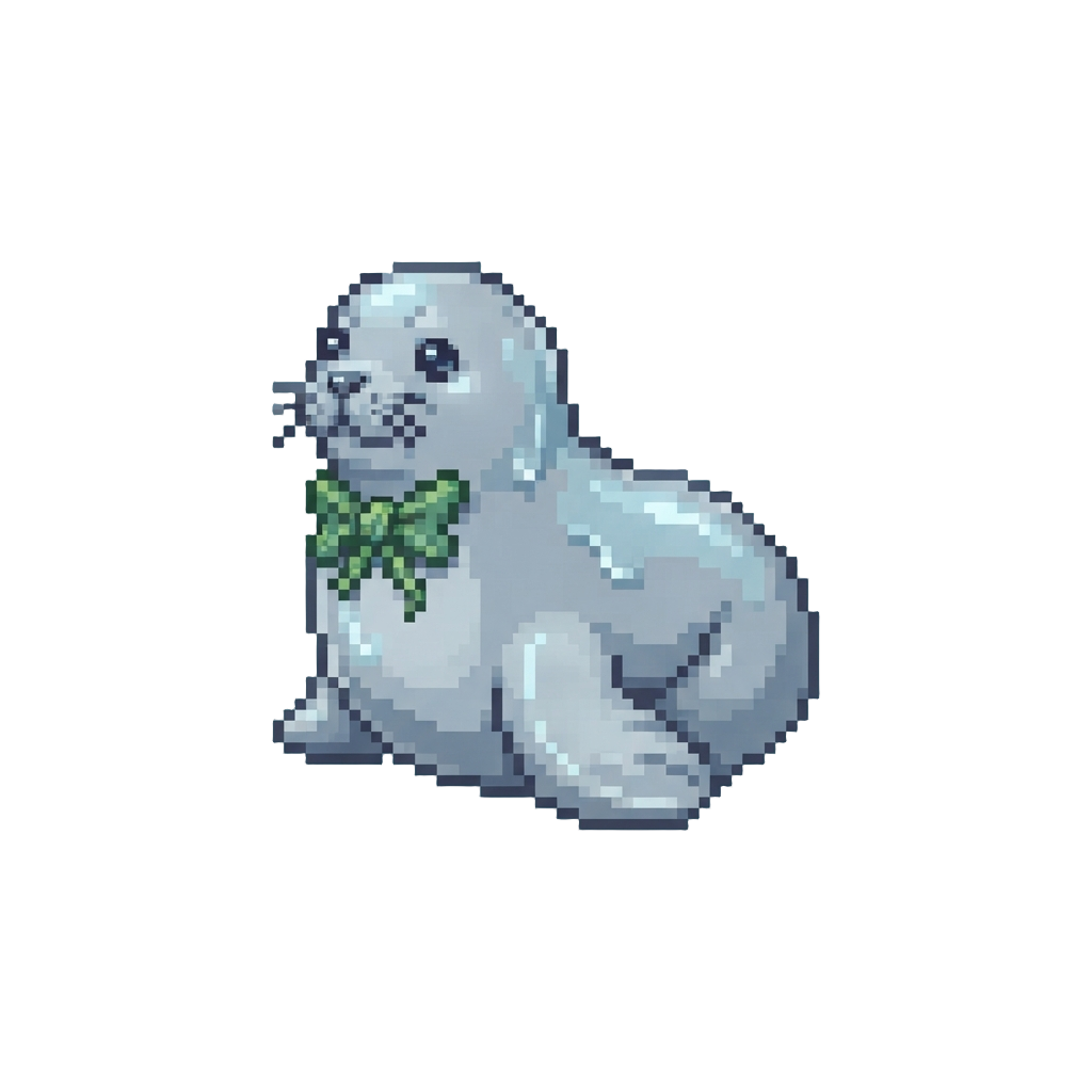 A Shiny Lovable Slimy Seal Wearing a Sea-kelp Bowtie