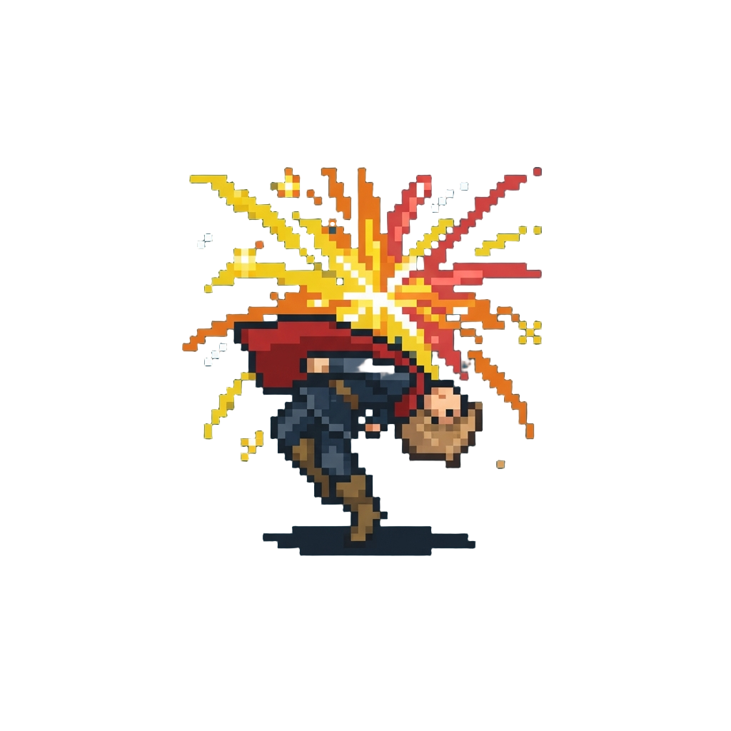 A Backflip Hero Landing with Exploding Fireworks