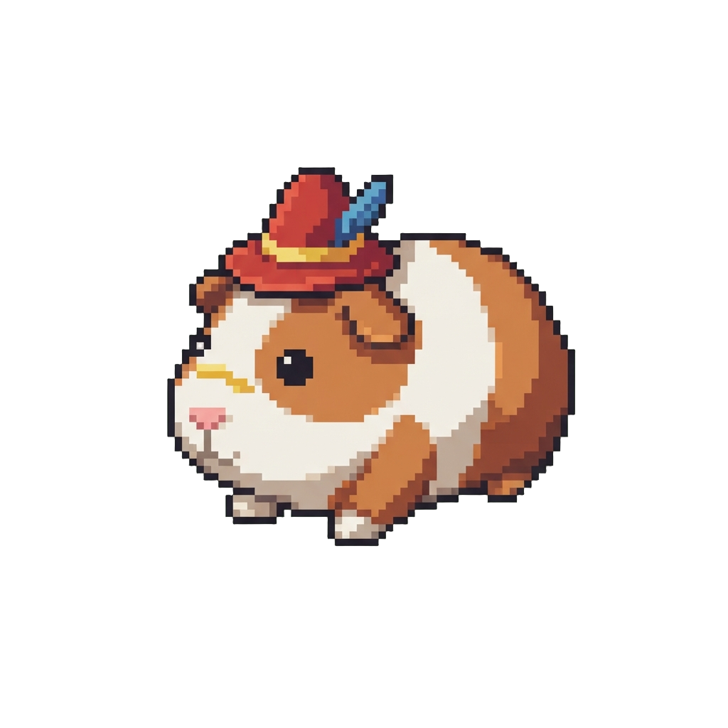 A Squeaky Toy-sized Guinea Pig Wearing a Tiny Hat
