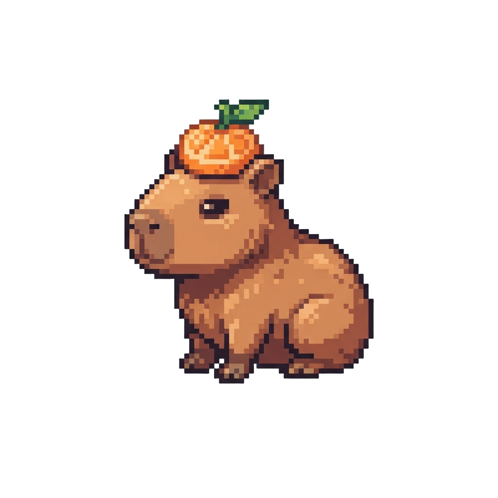 A Friendly Mini Capybara Wearing a Citrus Hat