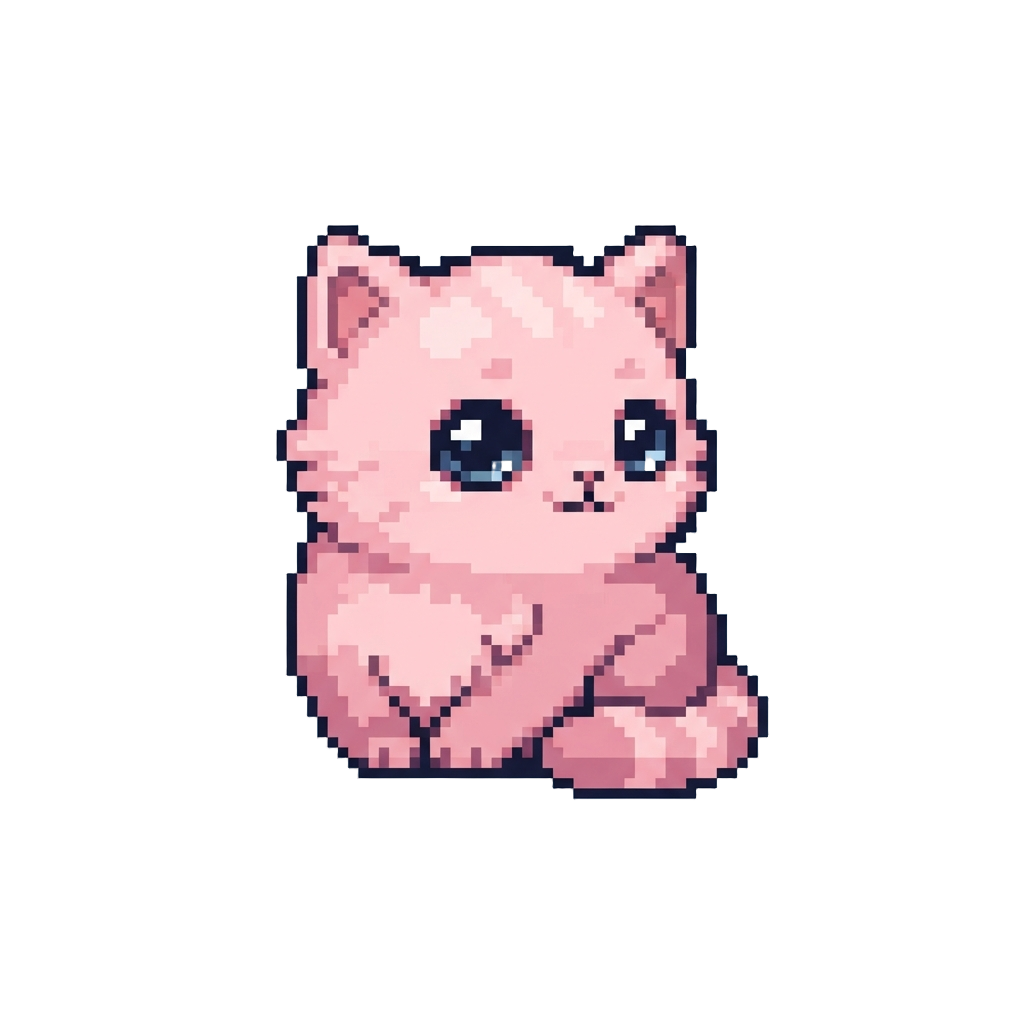 A Round Pastel-pink Kitten with Big Shiny Eyes