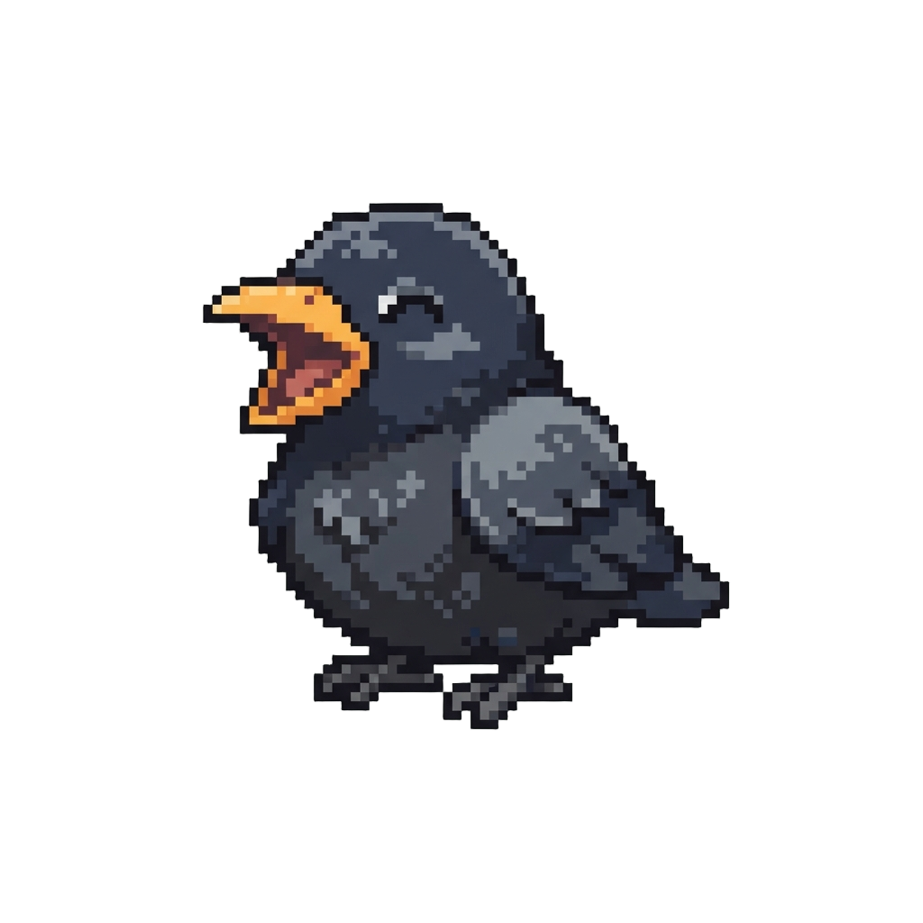 A Chubby Baby Raven Cawing Enthusiastically