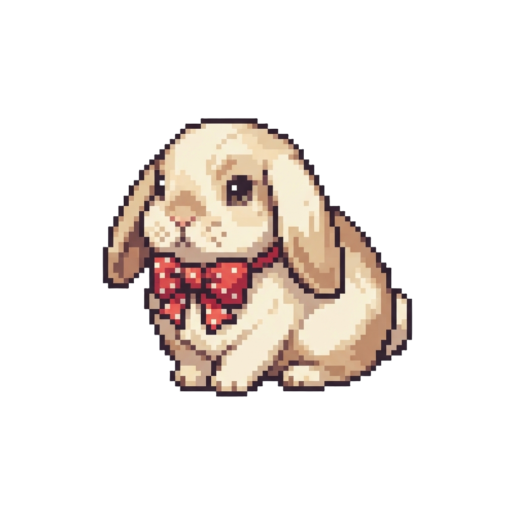 A Tiny Lop-eared Bunny Wearing a Bow