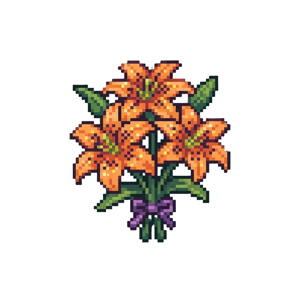A Bouquet of Glitter-sprinkled Orange Halloween Lilies