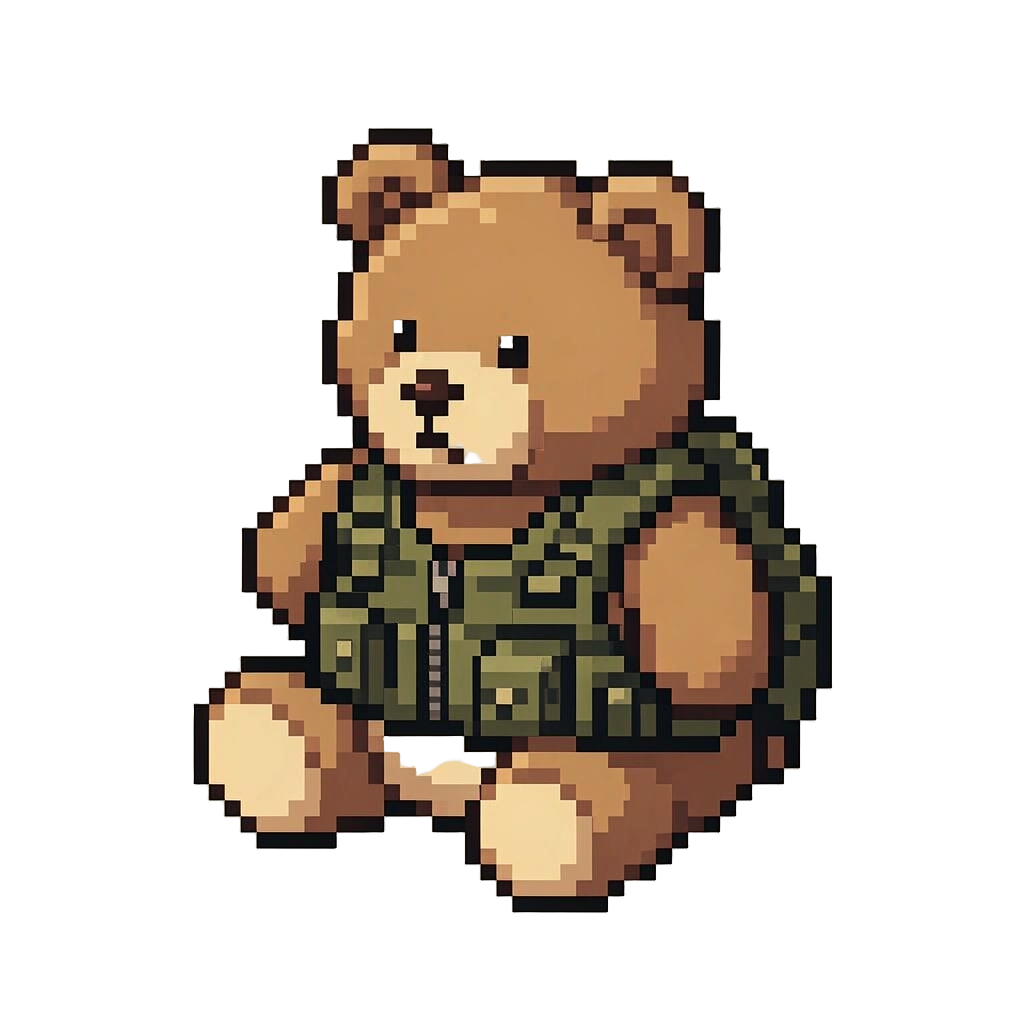 An Oversized Plush Teddy Bear in Tactical Hunter Vest