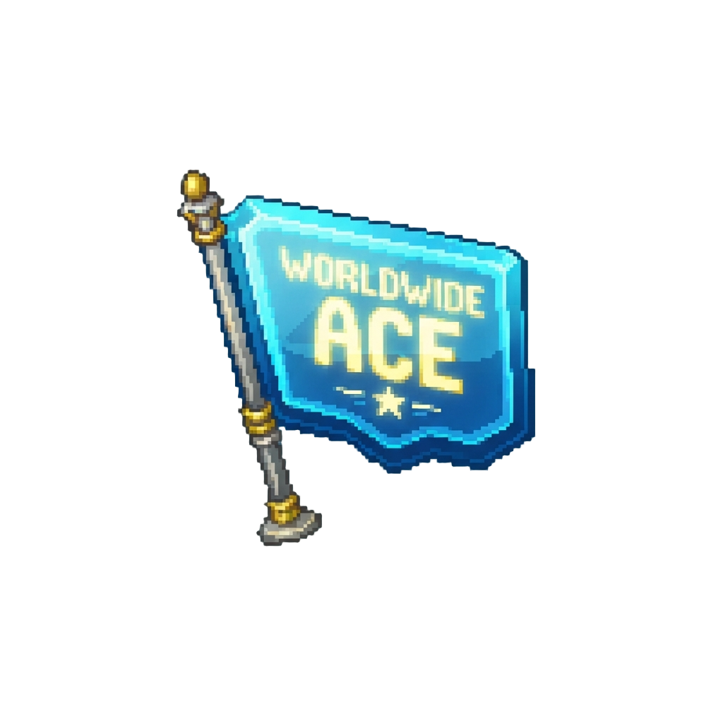 A Giant Holographic Banner Reading Worldwide Ace