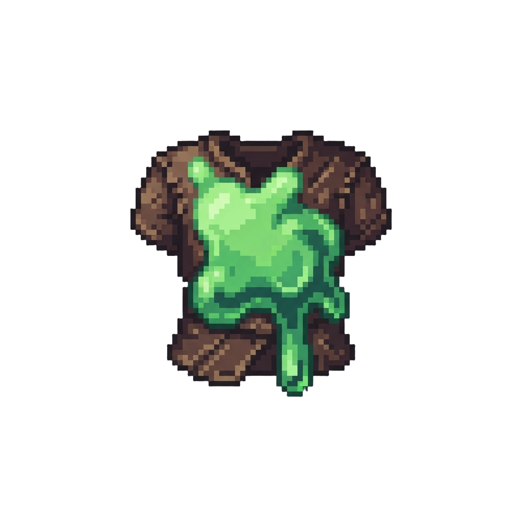 A Splat of Glowing Green Ectoplasm Slime Covering Their Outfit