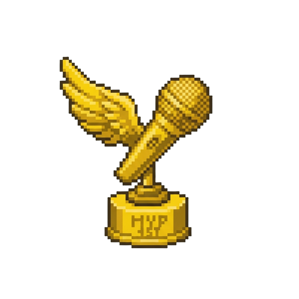 A Golden Winged Microphone Mvp Trophy