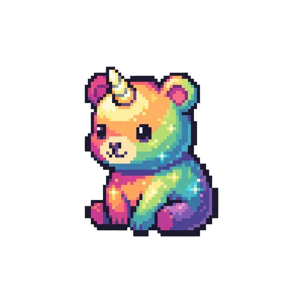 A Rainbow-shimmer Unicorn Bear Pattern